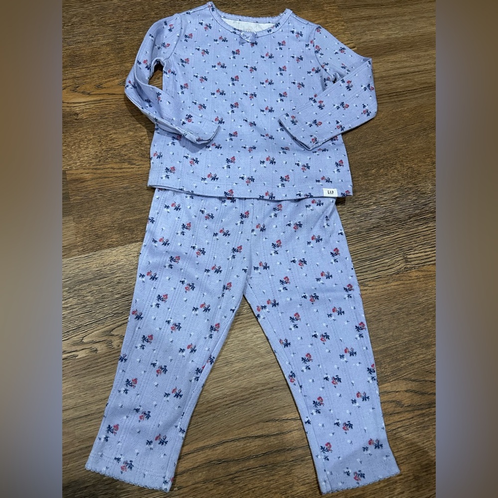 GAP Kids Floral Pajama Set - Soft Blue